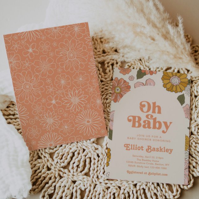 Invitación de Baby Shower retro | Boho Baby Shower (Subido por el creador)