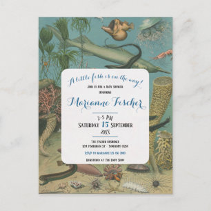 Invitación de baby shower retro costera bajo el ma
