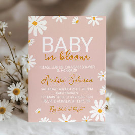 Invitación de Baby Shower Retro Daisy