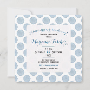 Invitación de baby shower Retro Delft Azul con lun