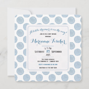 Invitación de Baby Shower Retro Delft Azul con Lun