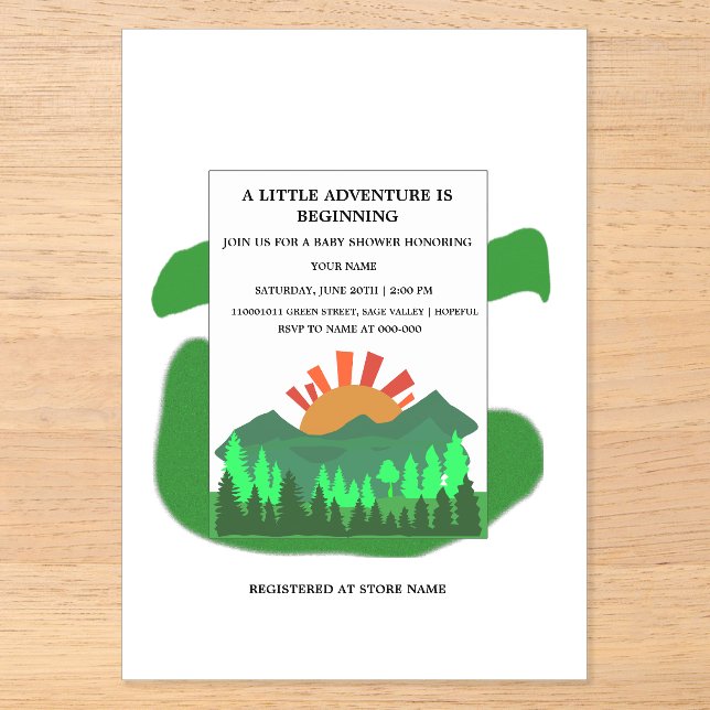 Invitación de baby shower Retro Mountain Forest Sa (Anverso)
