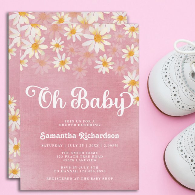 Invitación de Baby Shower Retro Oh Baby Daisy (Subido por el creador)
