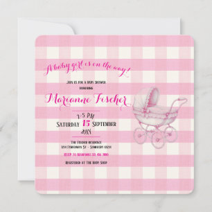 Invitación de baby shower retro para niña