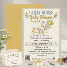 Invitación de Baby Shower Retro Pato y Ansarino
