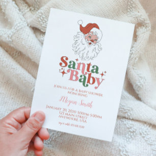 Invitación de baby shower retro Santa Baby