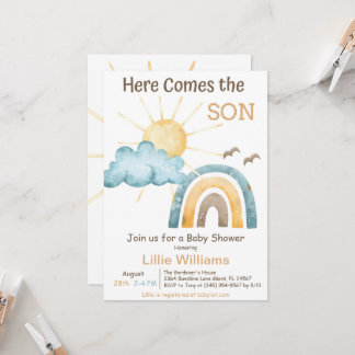 Invitación de Baby Shower Retro Sunshine