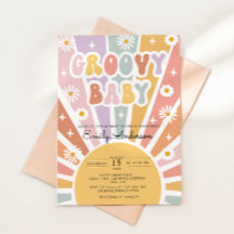 Invitación de Baby Shower Retro Sunshine Groovy