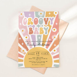 Invitación de Baby Shower Retro Sunshine Groovy