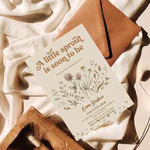 Invitación de Baby Shower Retro Wildflower