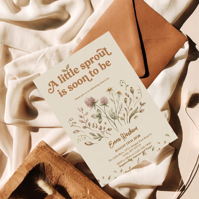 Invitación de Baby Shower Retro Wildflower (Subido por el creador)