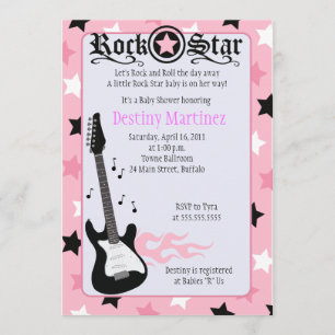 Invitación de Baby Shower ROCK STAR 5x7 Rocker