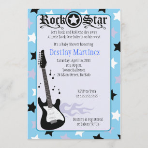 Invitación de Baby Shower ROCK STAR 5x7 Rocker