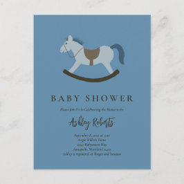 Invitación de Baby Shower Rocking Horse Blue