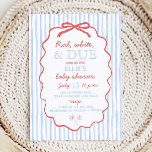 Invitación de Baby Shower Roja Blanca y a Punto