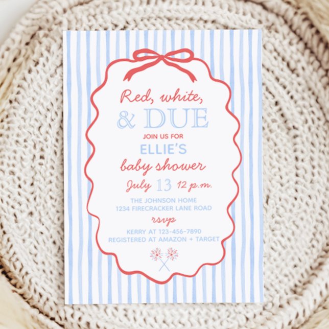 Invitación de Baby Shower Roja Blanca y a Punto (Subido por el creador)