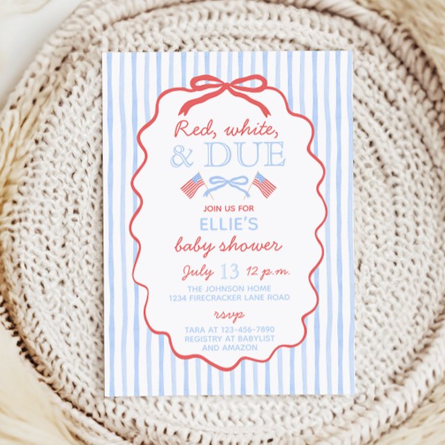 Invitación de Baby Shower Roja Blanca y a Punto (Subido por el creador)