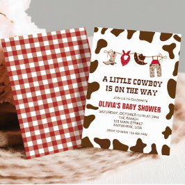 Invitación de Baby Shower roja de Cowboy occidenta