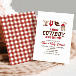 Invitación de Baby Shower roja de Cowboy occidenta
