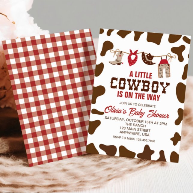 Invitación de Baby Shower roja de Cowboy occidenta (Subido por el creador)