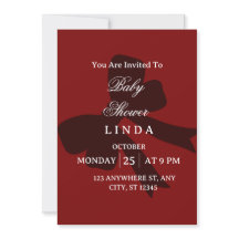 Invitación de baby shower roja elegante