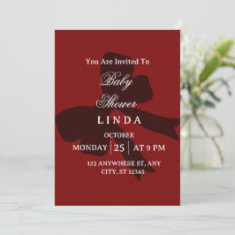 Invitación de baby shower roja elegante