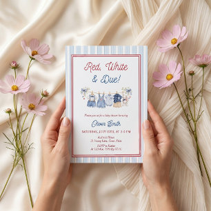 Invitación de Baby Shower Rojo Blanco y a Tiempo