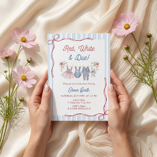 Invitación de Baby Shower 'Rojo Blanco y Esperado'