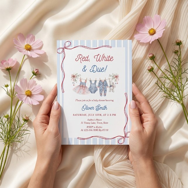 Invitación de Baby Shower 'Rojo Blanco y Esperado' (Subido por el creador)