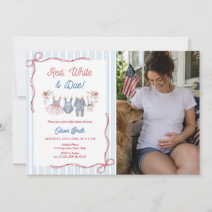 Invitación de Baby Shower 'Rojo Blanco y Por Llega