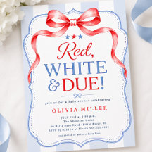 Invitación de Baby Shower 'Rojo Blanco y Por Llega