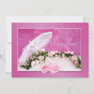 INVITACIÓN DE Baby Shower - ROPA/PARASOLA/ROSAS