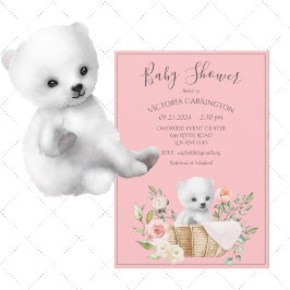 Invitación de Baby Shower rosa a color de agua del