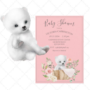 Invitación de Baby Shower rosa a color de agua del
