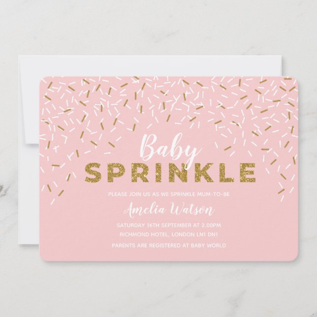 Invitación de Baby Shower rosa a la espoleta de be (Anverso)