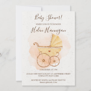 Invitación de Baby Shower Rosa Acuarela Rústica