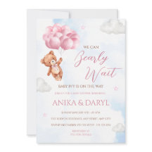 Invitación de Baby Shower Rosa 'Apenas Podemos Esp