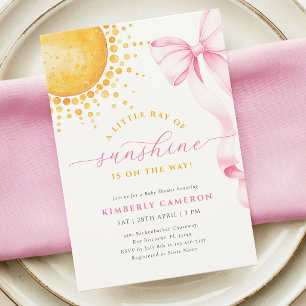 Invitación de Baby Shower Rosa Bebé Pequeño Rayo d