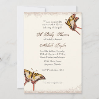Invitación de Baby Shower, Rosa Chica victoriano a