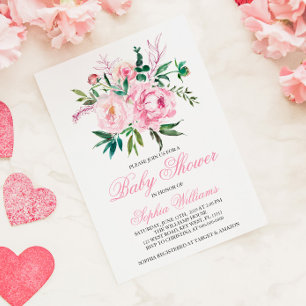 Invitación de baby shower rosa claro