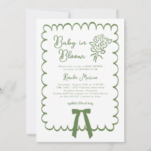 Invitación de Baby Shower Rosa con Lazo Coquette d