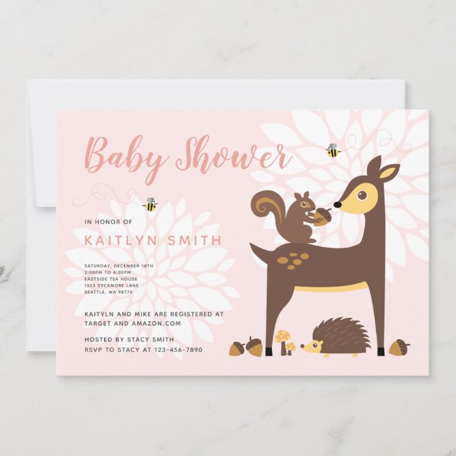 Invitación de Baby Shower rosa de los amigos de Wo (Anverso)