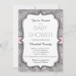 Invitación de Baby Shower rosa de Paisley bonito