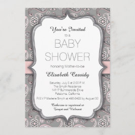 Invitación de Baby Shower rosa de Paisley bonito