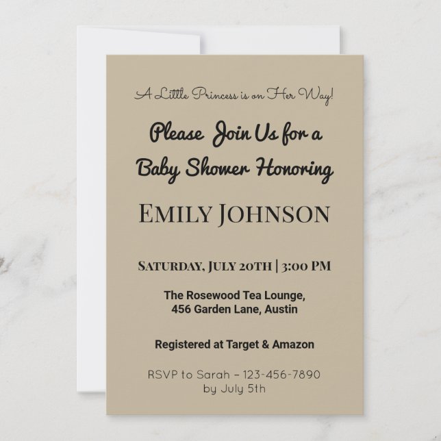 Invitación de Baby Shower rosa de Rubor para un Ch (Anverso)