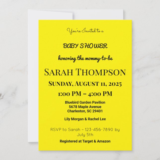 Invitación de Baby Shower rosa de Rubor para un ni (Anverso)