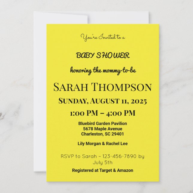 Invitación de Baby Shower rosa de Rubor para un ni (Anverso)