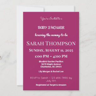 Invitación de Baby Shower rosa de Rubor para un ni