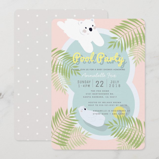 Invitación de Baby Shower rosa del Fiesta del grup (Anverso / Reverso)