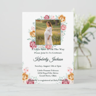 Invitación de Baby Shower Rosa Dorada